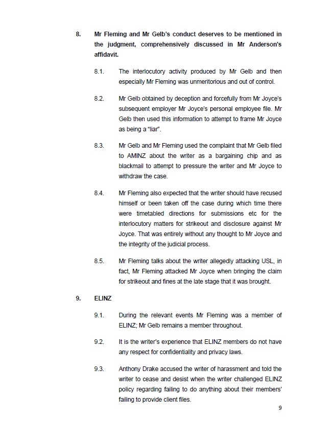 Submissions by Lawrence Anderson in Joyce v Ultimate Siteworks Limited [2024] NZEmpC 204