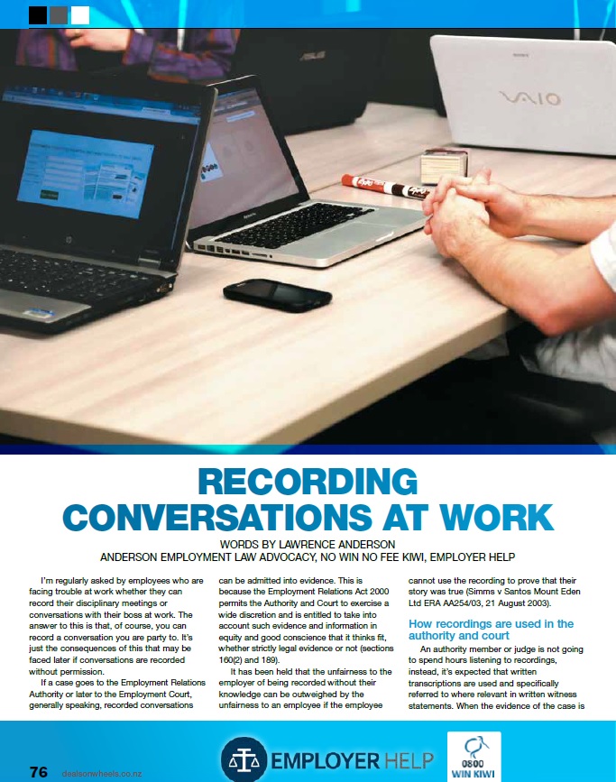 Recording Conversations at Work