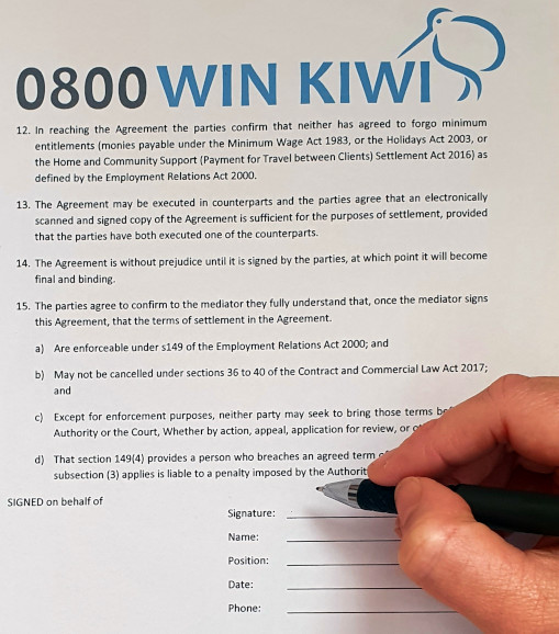 Record of settlement