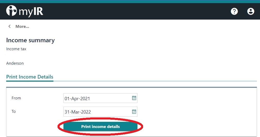Print Income details